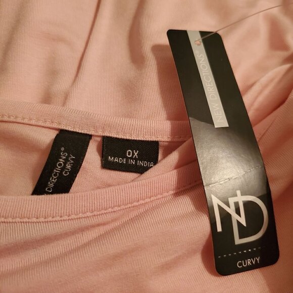 𝅺new Directions Pink Asymmetrical Foil Trim Jersey Tunic Top Plus Size 0X NWT - Picture 6 of 8